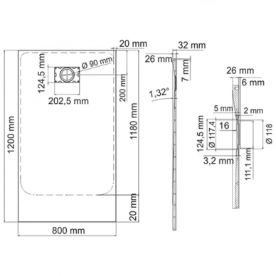 Поддон для душа Wasserkraft Leine 35T (35T06) (120x80) 1