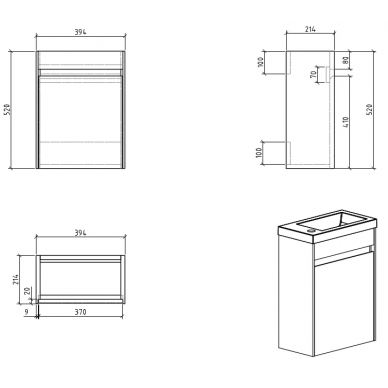 Тумба для раковины BelBagno Pietra Mini (PIETRA MINI-400-1A-SO-SCM-L) левосторонняя (39.4x21.7) Stucco Cemento 4