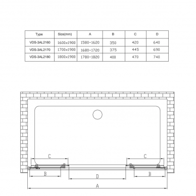 Душевая дверь Vincea Alpha (VDS-3AL2170CL) 170x190 см, профиль хром/стекло прозрачное 3