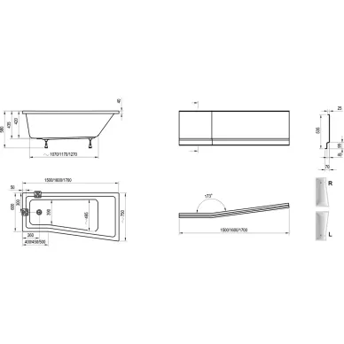 Фронтальная панель Ravak BeHappy II 160x58 L (CZ96100A00) 1