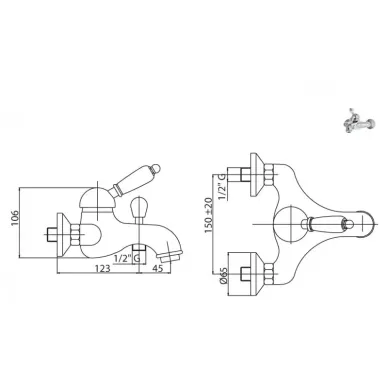 Смеситель для ванны Cezares Vintage (VM-03-SW) золото 1