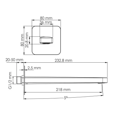 Душевая система Wasserkraft Neckar 2100 скрытого монтажа, золото 10