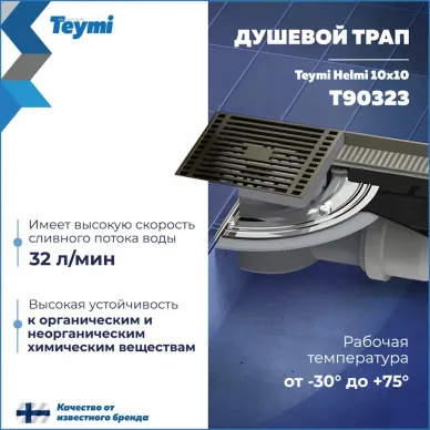 Трап для душа Teymi Aina Helmi T90323 бронза, 10x10 см 11