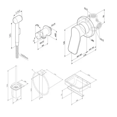 Комплект для ванной комнаты Am.Pm Inspire V2.0 CK50GD с гигиеническим душем и аксессуарами 5