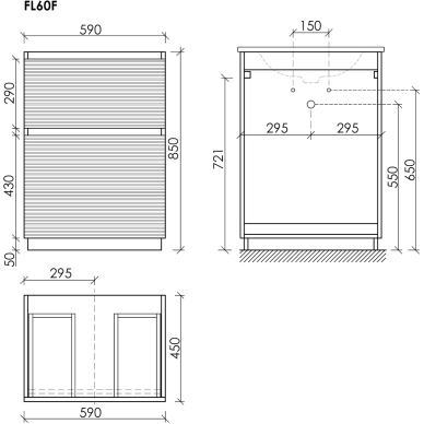 Тумба для ванной Sancos Folk Floor FL60FES напольная, 59 см, ergraut soft 4