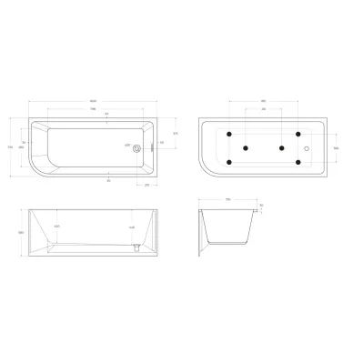 Акриловая ванна BelBagno BB712-1600-730-R 160x73, правая 5