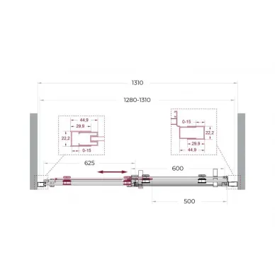 Душевая дверь BelBagno Marino MARINO-2-BF-1-130-C-GM 130 см, оружейная сталь/прозрачное стекло 6