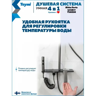Душевая система Teymi Ritta Forte T10236 со смесителем, графит 8