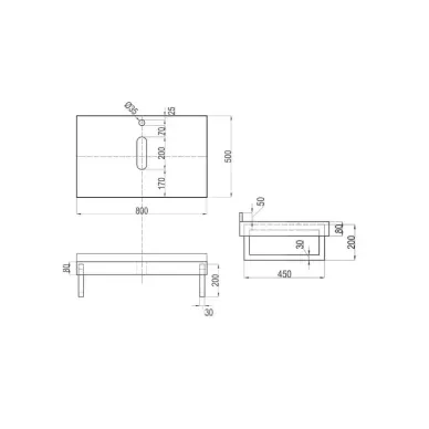 Столешница под раковину Teymi Helmi T150408 80x50, дуб кашмир 13