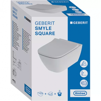 Чаша подвесного унитаза Geberit Smyle Square Rimfree (500.683.01.1) микролифт 9