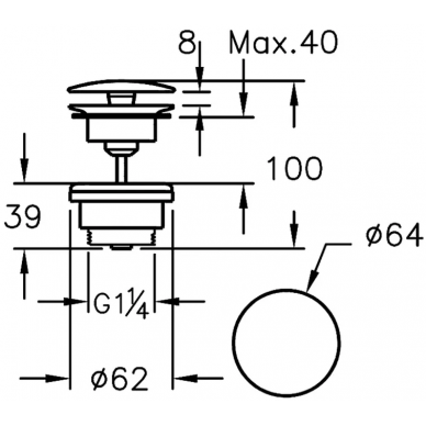 Донный клапан для раковины Vitra Syphon (A45148) 1