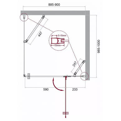 Душевой уголок BelBagno Kraft (KRAFT-AH-12-90/100-C-Cr-R) 90х100 см, профиль хром/стекло прозрачное 7