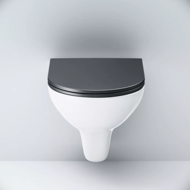 Чаша подвесного унитаза Am.Pm Gem FlashClean (C901700SCmb) безободковый, с микролифтом (крышка черная матовая) 5