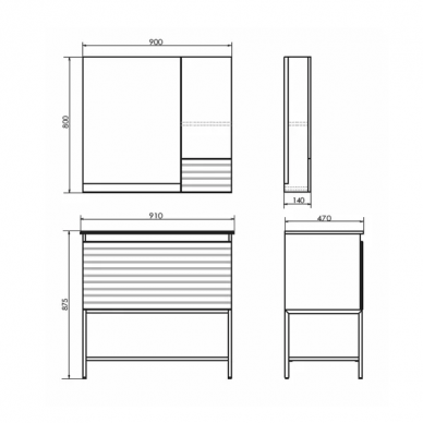 Тумба для ванной Comforty Страсбург 90 (91x87.5x47 см), дуб дымчатый, раковина Quadro 90 6
