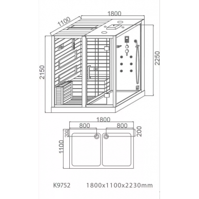 Комбинированная сауна Cerutti SPA Albano Nero-R (CT8348) (180х110) правая, 2 в 1 7