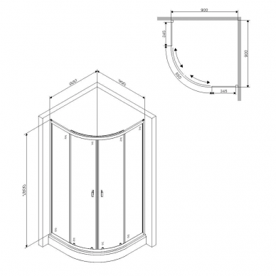 Душевой уголок Am.Pm X-Joy Twin Slide (W88G-205-090MT64) (90х90 см), профиль хром матовый/стекло прозрачное 7