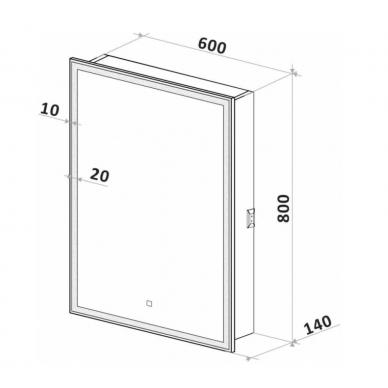 Зеркальный шкаф Art&Max Techno (AM-Tec-600-800-1D-L-DS-F) (60x80 см) с LED подсветкой, bianco lucido 5