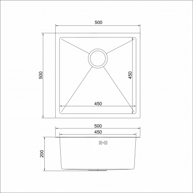 Мойка кухонная Mixline Pro (552930) 50х50, сатин 1