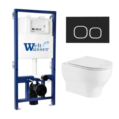 Инсталляция Welt Wasser Bamberg 525 + ERLENBACH 004GL-WT + Bamberg BL в комплекте с унитазом, безободковый, с сидением микролифт 0