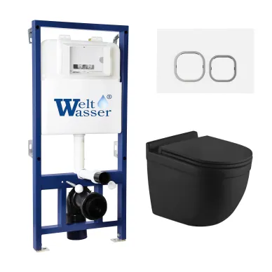 Инсталляция Welt Wasser Bamberg 525 + HEIMBACH 043 MT-BL + Bamberg WT в комплекте с унитазом, безободковый, с сидением микролифт 0