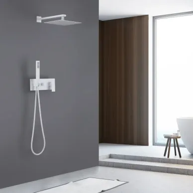 Душевая система Abber Daheim AF8218W встраиваемая, белая матовая 1
