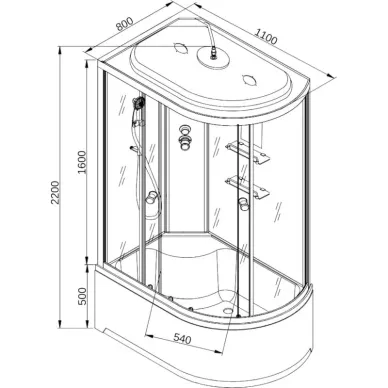 Душевая кабина DTO EM EM4511R 110x80x220 см, правая 8