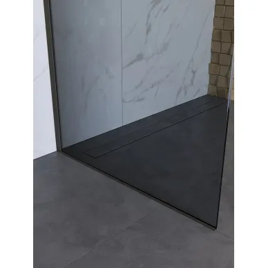 Душевая перегородка BelBagno Uno UNO-L-1-TB-90-GR-GM 90х200 см, профиль оружейная сталь/стекло тонированное 5