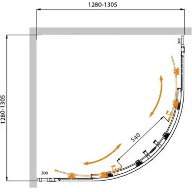 Душевой уголок Cezares Molveno MOLVENO-R-22-100+30-C-BORO-IV 130x130 профиль брашированное золото/стекло прозрачное 5
