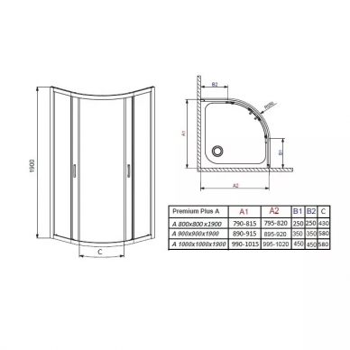 Душевой уголок Radaway Premium Plus A (30413-01-01N) (80х80) прозрачное стекло 2