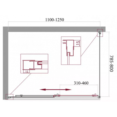 Душевой уголок BelBagno Unique AH1 (110x80 см) (прозрачное стекло) 7