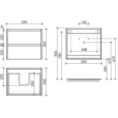 Тумба для ванной Sancos Libra (LB60W) (59см) белый глянец 5