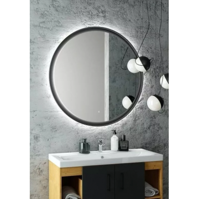 Зеркало Art&Max Napoli (AM-Nap-1000-DS-F) (100x100 см) бесконтактный сенсор с LED подсветкой, nero matt 6