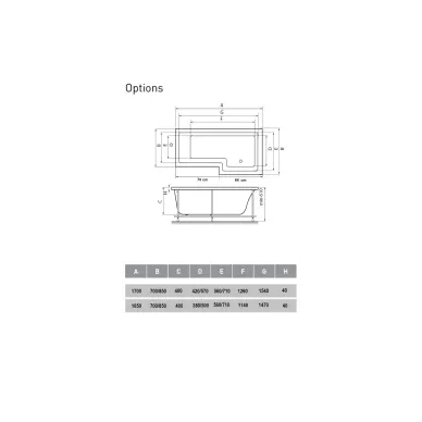 Акриловая ванна Vayer Options (Гл000023295) 165х85/70 R 9