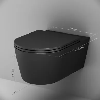 Чаша подвесного унитаза Am.Pm Func FlashClean (C8F1701MBSC) безободковый, с микролифтом (чёрный матовый) 7