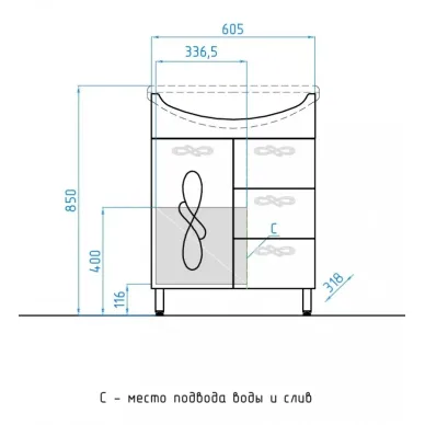 Тумба для ванной Style Line Венеция ЛС-00000254 65 см, белая 7