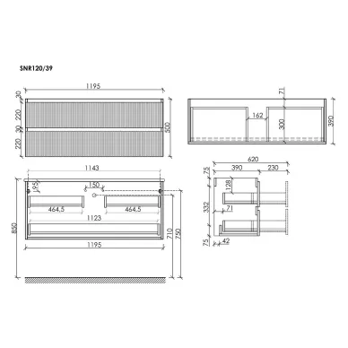 Тумба для ванной Sancos Snob R SNR120/39SM подвесная, 100 см, doha soft 6