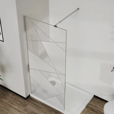 Душевая перегородка Azario Walk-In AZ-271-100-MB-CGP 100x195 см, профиль черный матовый/стекло прозрачное с рисунком 5