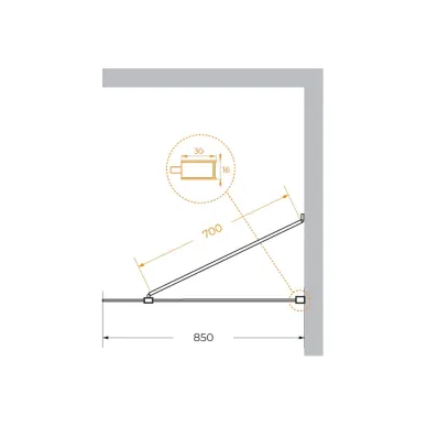Душевая перегородка Cezares Liberta LIBERTA-L-1-TB-85-C-Cr 85х195, профиль хром/стекло прозрачное 5