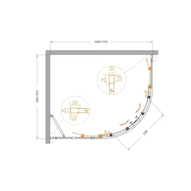 Душевой уголок Cezares Molveno MOLVENO-RH-2-110/90-C-GM-IV 120x90 профиль оружейная сталь/стекло прозрачное 5