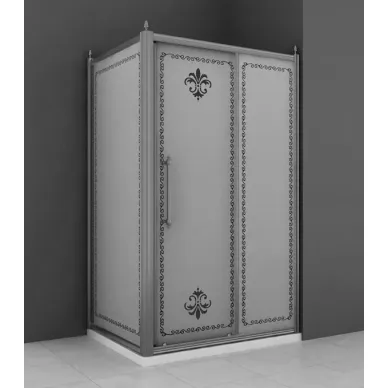 Душевой уголок Cezares Retro Scorrevole AH1 (150x90) матовое стекло с прозрачным узором (хром) 0