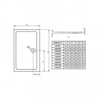Душевой поддон Radaway Doros D (SDRD9080-01) 80x90 1