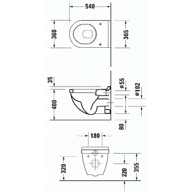 Чаша подвесного унитаза Duravit Starck 3 (2200090000) 3