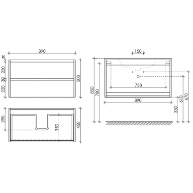 Тумба для ванной Sancos Libra (LB90W) (89см) белый глянец 5
