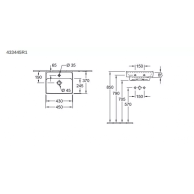 Раковина Villeroy & Boch Collaro (433445R1) (45 см) 5