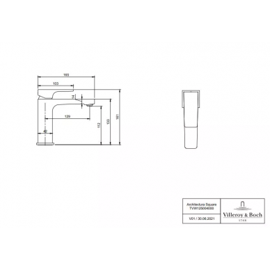 Смеситель для раковины Villeroy & Boch Architectura Square (TVW125004000K5) 8