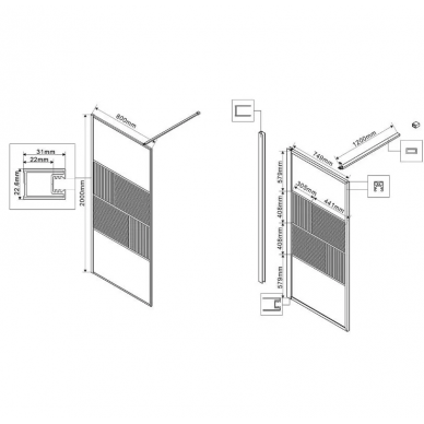 Душевая перегородка Vincea Walk-In HP Art (VSW-1HC800CFB) 80x200 см, профиль черный матовый/стекло рифленое/прозрачное 6