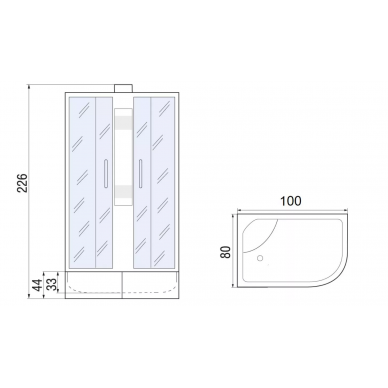 Душевая кабина River Nara XL 100/80/44 MT R (100х80) правая, без купола 5