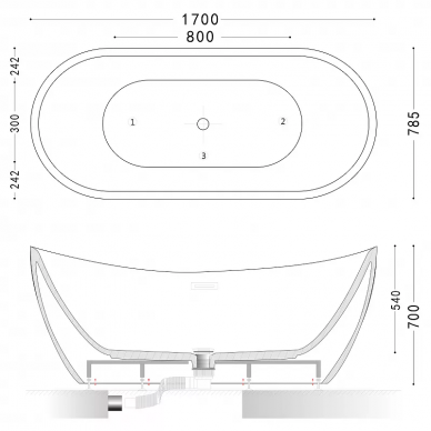 Акриловая ванна Art&Max (AM-502-1700-780) 170х78 см 6