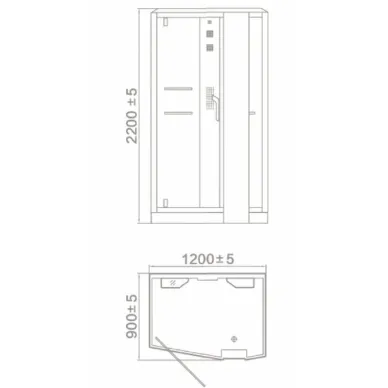 Душевая кабина Orans Diamond (SR-89105RS Black) (120х90R) с турецкой баней 7