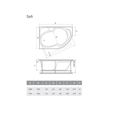 Акриловая ванна Relisan Sofi (Гл000009446) 170x105 L 7